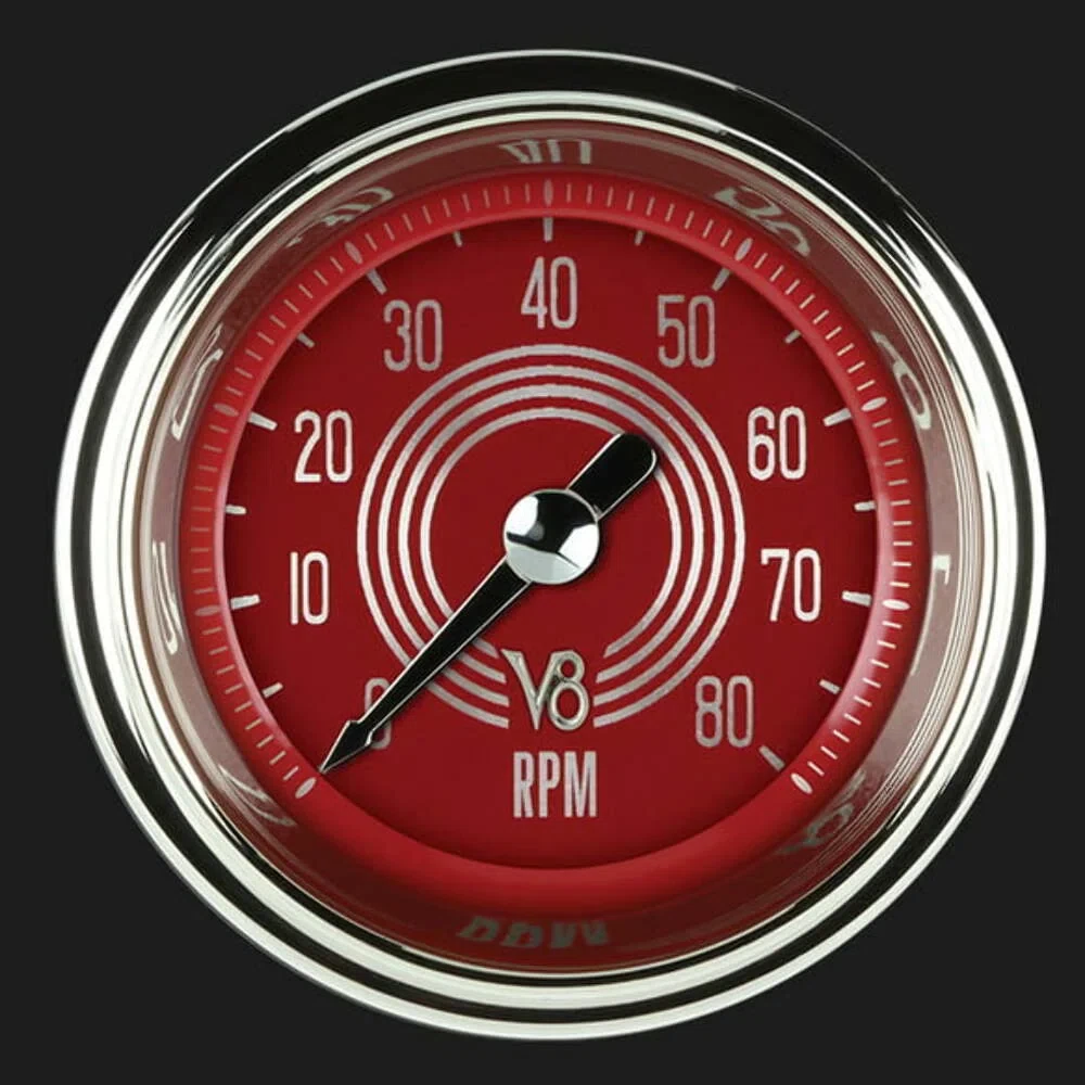 V8 Red Steelie 2 1_8_ Tachometer V8RS183SHC